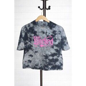 Women's Spirit Wicked Black & Gray Tie-Dye Cropped T-Shirt Medium